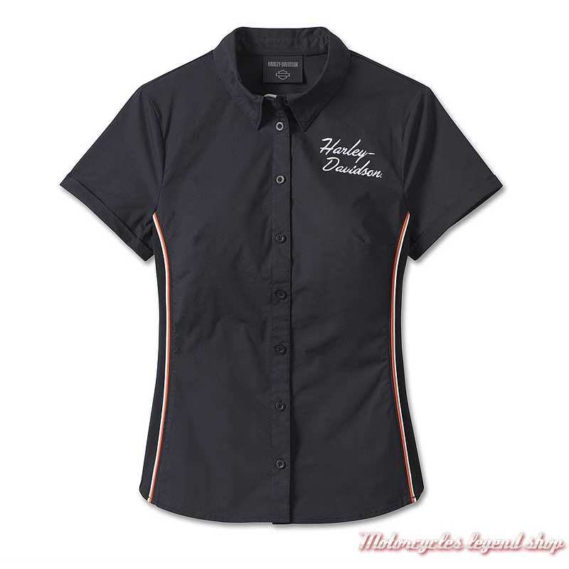 Chemisier Inherent Harley-Davidson femme, manches courtes, noir, coton, 99023-23VW