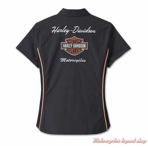 Chemisier Inherent Harley-Davidson femme, manches courtes, noir, coton, dos, 99023-23VW