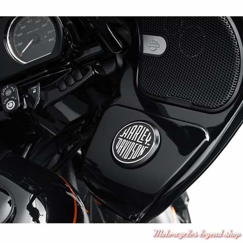 Médaillon décoratif moto auto-adhésif Harley-Davidson, diamètre 7.5 cm, chrome, noir, visuel, 14101834