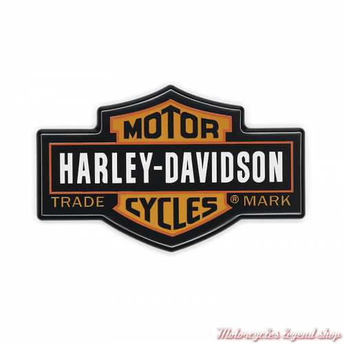 Médaillon décoratif adhésif Nostalgic Bar & Shield Harley-Davidson 9 x 5.5 cm, noir, orange, blanc, 14101832