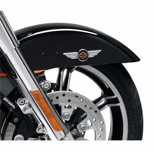 Médaillon décoratif adhésif Winged Bar &amp; Shield Harley-Davidson, chromé, et noir, 12 x 4 cm, visuel, 14101836