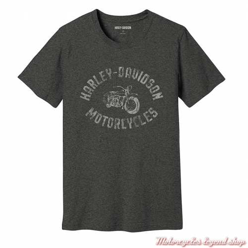 Tee- shirt Grease Harley-Davidson homme, gris foncé, manches courtes, coton, polyester, 96330-23VM