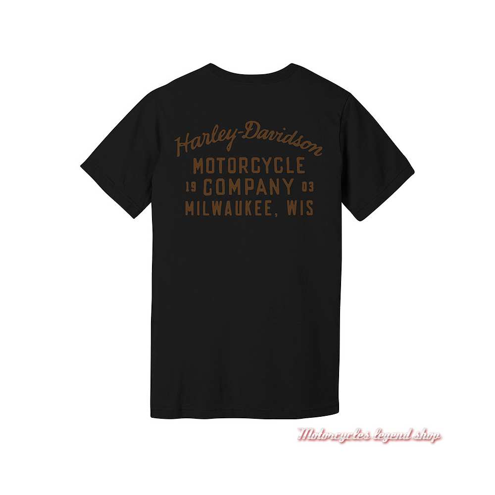 Tee- shirt Winged Bar & Shield Harley-Davidson homme, noir, manches courtes, coton, dos, 96332-23VM