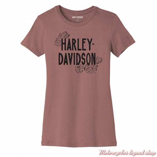 Tee- shirt Forever Roses Harley-Davidson femme, rose, manches courtes, coton, 96438-23VW 