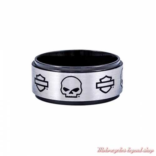 Bague acier Skull Bar & Shield Harley-Davidson homme