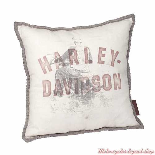 Coussin Rider Harley-Davidson, velours gris, 41 x 41 cm, recto, HDL-19506