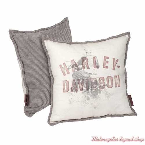 Coussin Rider Harley-Davidson, velours gris, 41 x 41 cm, verso, HDL-19506