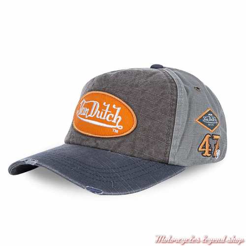 Casquette Jack GM Von Dutch, gris, navy, coton, broderies, VD/0/CAS1/JACKGM/B
