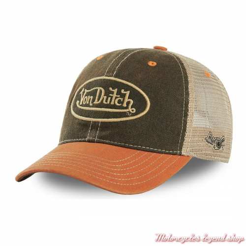 Casquette Trucker Von Dutch, kaki, orange, beige, polyester, coton, VD0CAS1MAC3 
