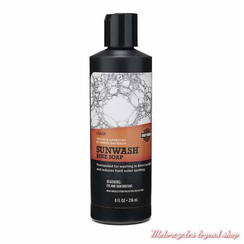 Savon pour moto Sunwash Harley-Davidson, pouvoir détachant, anti trace d'eau, flacon 236 ml, 93600141