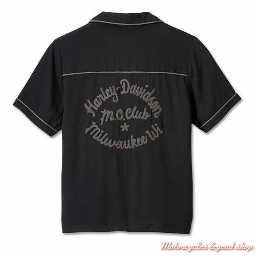 Chemisier Club Crew Contast piping Harley-Davidson femme, noir, manches courtes, rayonne, brodé, dos, 96753-23VW