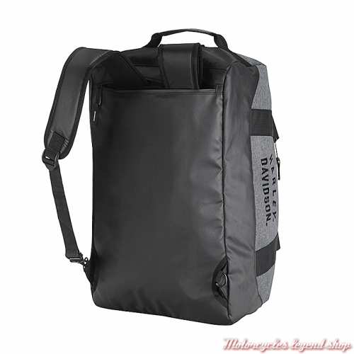Sac convertible sac à dos gris Harley-Davidson, polyester, brodé, 50 x 30 cm, dos, 90325-HEATHER GRAY