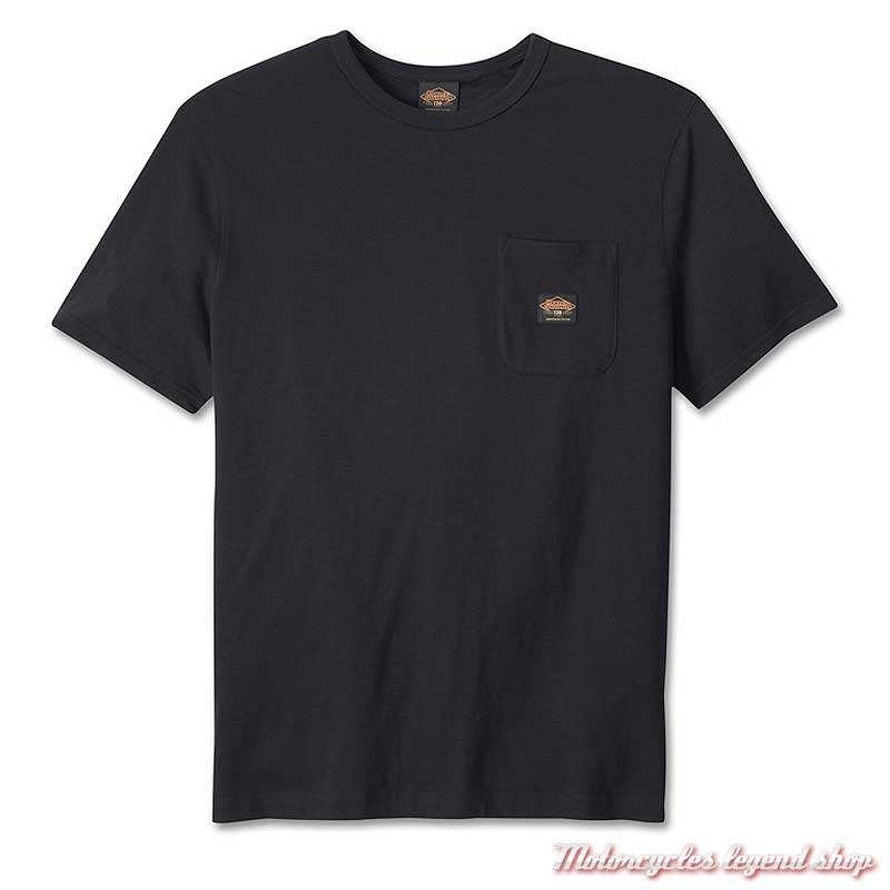 Tee-shirt Pocket 120th Anniversary Harley-Davidson homme, manches courtes, noir, coton, 96566-23VM