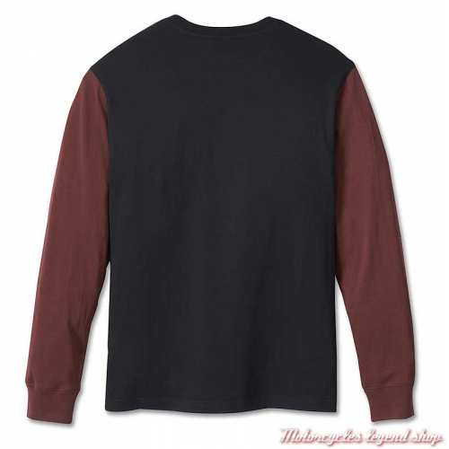 Tee-shirt Colorblock 120th Anniversary Harley-Davidson hommemanches longues, noir, rouge, coton, dos, 96569-23VM