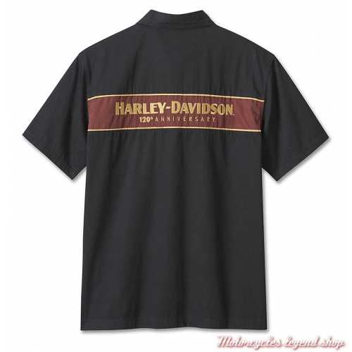 Chemisette Colorblock 120th Anniversary Harley-Davidson homme, coton, noir et rouge, brodé, dos, 96632-23VM