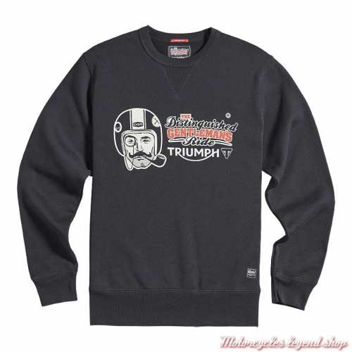 Sweatshirt Barnaby Triumph homme, noir, col rond, coton, fleece, MSWS2370