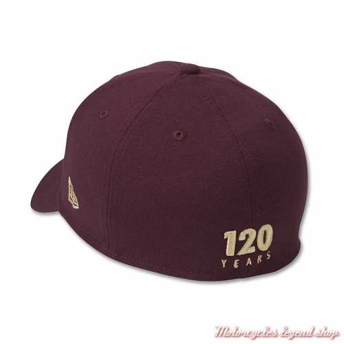 Casquette 120th Anniversary Harley-Davidson homme, rouge merlot, 39THIRTY, brodé, dos, 97749-23VM