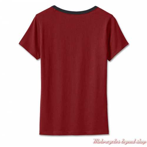 Tee-shirt Diamond Scoopneck 120th Anniversary Harley-Davidson femme, rouge, coton, manches courtes, dos, 96695-23VW