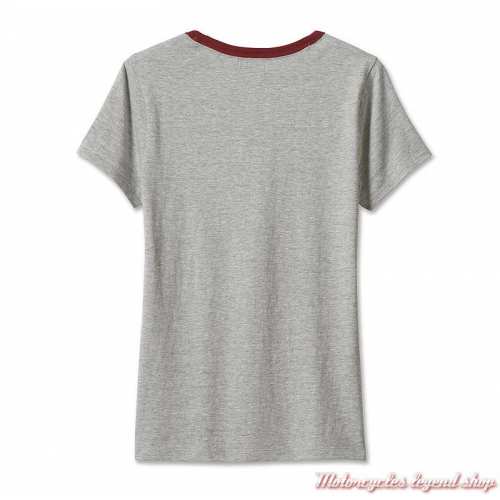 Tee-shirt Diamond Scoopneck 120th Anniversary Harley-Davidson femme, gris, coton, manches courtes, dos, 96696-23VW