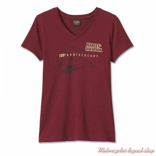 Tee-shirt Speedbird 120th Anniversary rouge Harley-Davidson femme