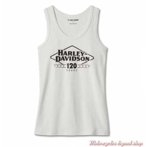 Débardeur 120th Anniversary blanc Harley-Davidson femme, coton, 96724-23VW