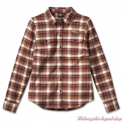 Chemise Retro Flannel rouge 120th Anniversary Harley-Davidson femme