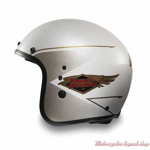 Casque Jet 120th Anniversary Diamond Harley-Davidson, blanc, beige doré, profil, 97229-23EX