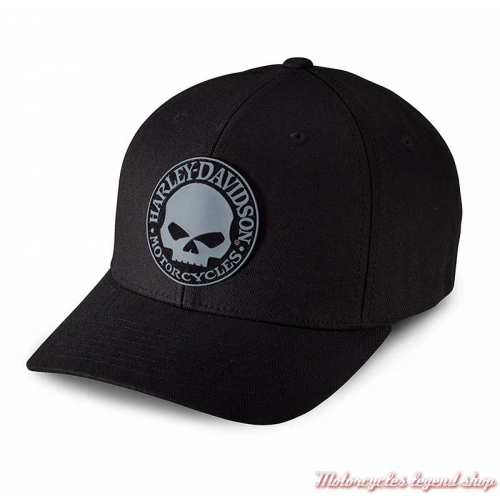 Casquette Skull Willie G. Harley-Davidson homme, noir, coton, extensible, 99409-16VM