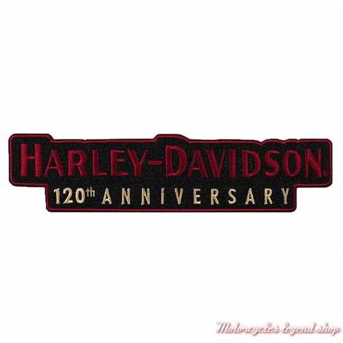 Patch Rocker 120th Anniversary Harley-Davidson, à coudre, noir, rouge, 20 x 5 cm, 8015381