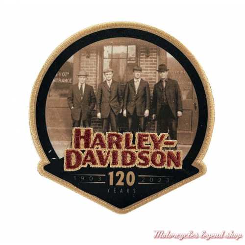 Patch Fondateurs 120th Anniversary Harley-Davidson, brodé, 10 cm, noir, doré, rouge, 8015374