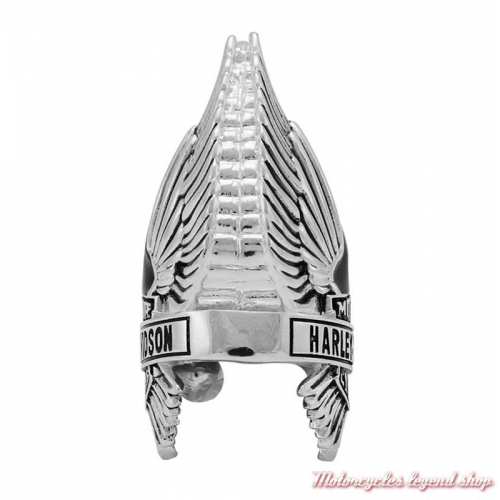 Clochette Eagle Wings Harley-Davidson métal argent et noir, côté, HRB122 