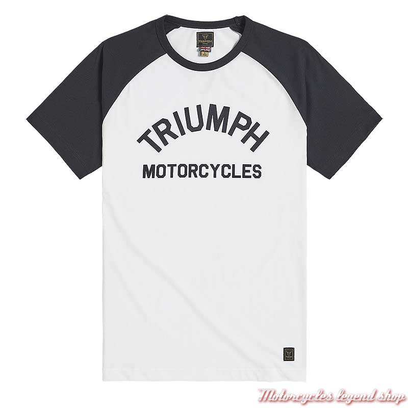 Tee-shirt Saltern blanc/noir homme Triumph, manches courtes raglan, coton, MTSS2310
