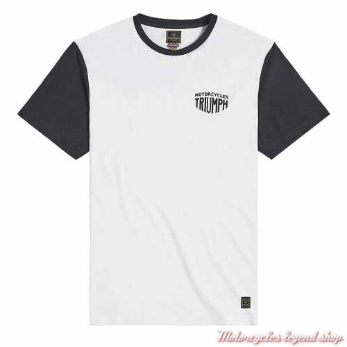 Tee-shirt Fenland blanc/noir homme Triumph, manches courtes, coton, MTSS2312