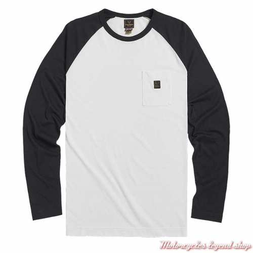 Tee-shirt Blackwell blanc/noir homme Triumph, manches longues raglan, coton, MTLS2336