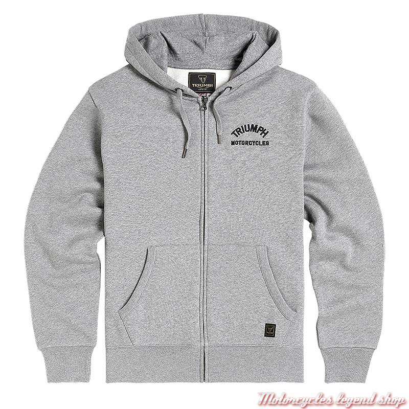 Sweatshirt zippé Dolan gris clair homme Triumph, à capuche, coton, MSWS2343