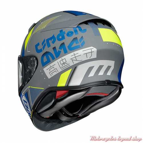 Casque NXR2 Accolade TC-10 Shoei, gris, jaune, bleu, dos