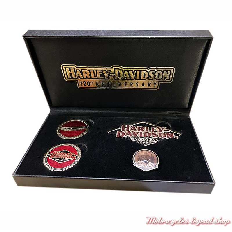 Coffret collector 120th Anniversary Harley-Davidson, 2 coins, 1 pins, 1 patch, 8015411