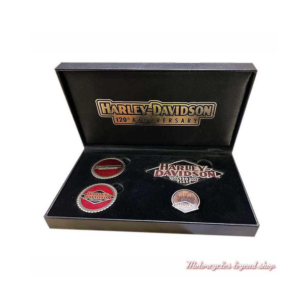 Coffret collector 120th Anniversary Harley-Davidson, 2 coins, 1 pins, 1 patch, 8015411