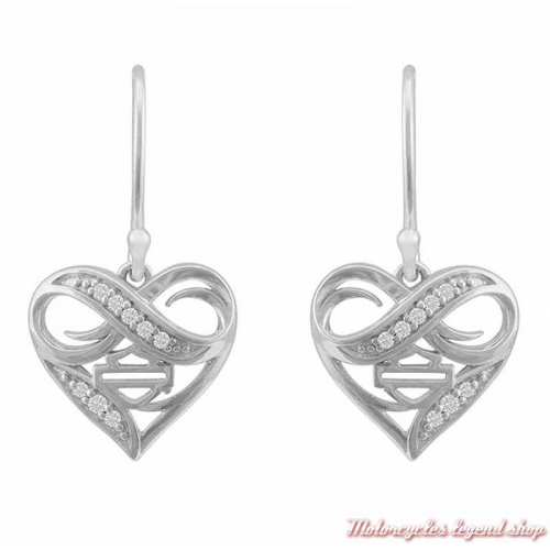Boucles d’oreilles Infinity Thorn Heart Harley-Davidson, argent, strass, HDE0559