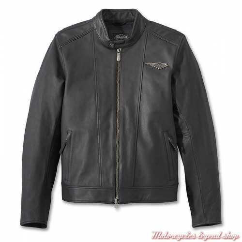 Blouson cuir 120th Anniversary Harley-Davidson homme, noir, homologué CE, 97030-23EM