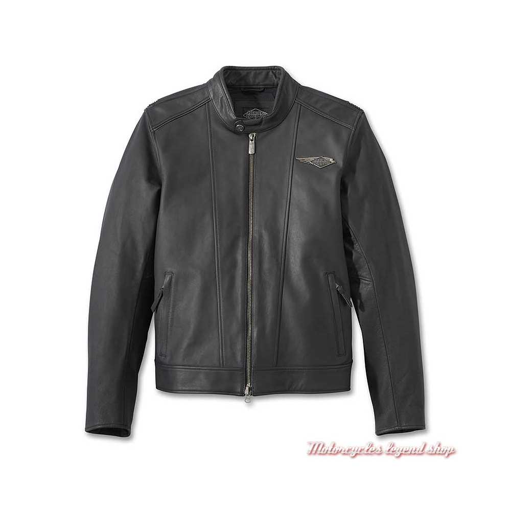Blouson cuir 120th Anniversary Harley-Davidson homme, noir, homologué CE, 97030-23EM