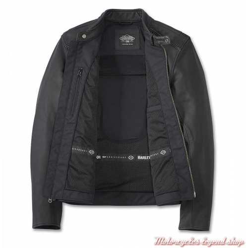 Blouson cuir 120th Anniversary Harley-Davidson homme, noir, homologué CE, intérieur, 97030-23EM