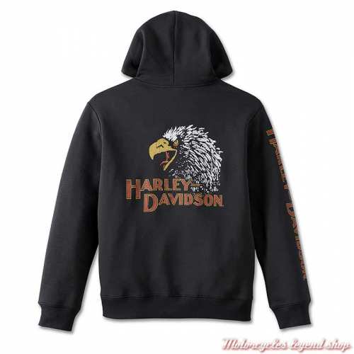 Sweatshirt Classic Eagle zippé Harley-Davidson homme, à capuche, noir, vintage, dos, 96769-23VM