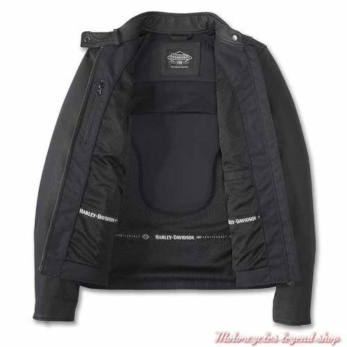 Blouson cuir 120th Anniversary Harley-Davidson femme, noir, homologué CE, intérieur, 97032-23EW