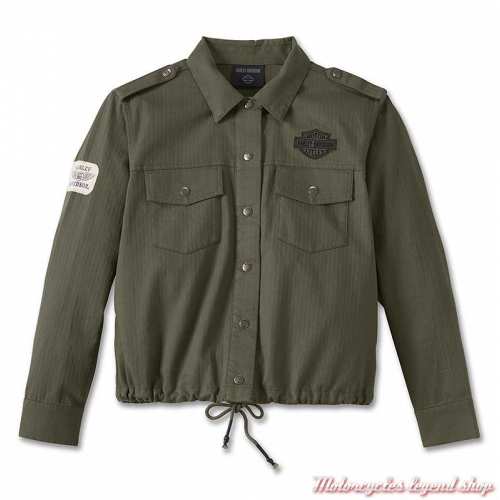 Veste Division Harley-Davidson femme, kaki army, chevron coton, serrage, 97534-23VW 