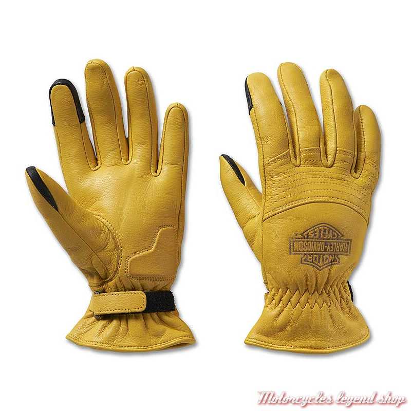 Gants cuir Helm Work Tan Harley-Davidson femme, jaune, homologués, 98153-23VW