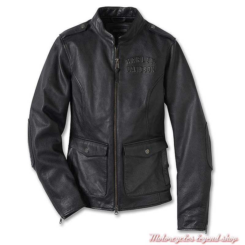 Blouson cuir Captains Harley-Davidson femme, noir, 98018-23VW