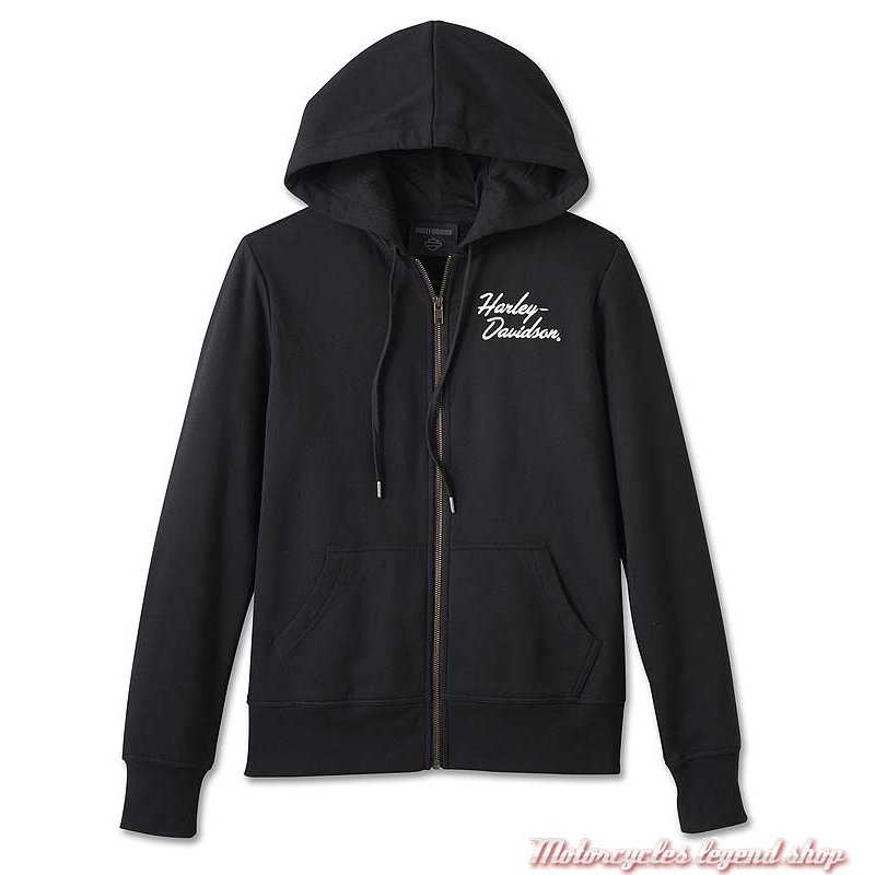 Sweatshirt Special Bar & Shield zippé Harley-Davidson femme, à capuche, noir, brodé, coton, poly, 99049-23VW