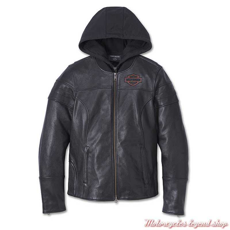 Blouson Miss Enthusiast 3 en 1 Harley-Davidson femme, cuir, noir, sweat noir, 98020-23VW