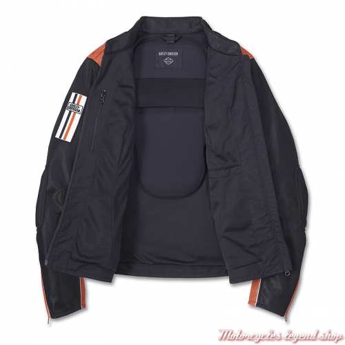 Blouson Cora mesh 3 en 1 Harley-Davidson femme, noir, orange, polyester, homologué CE, 98144-23EW